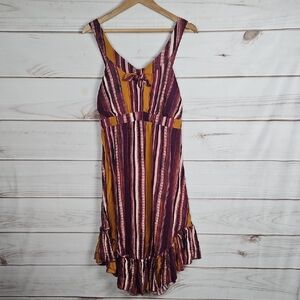 Eyeshadow Pink and Purple Ruffled Tiered Assymetrical Sundress